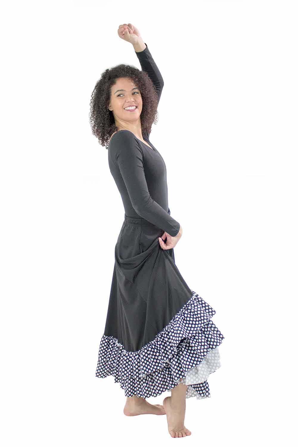 Adult Flamenco 8 Panel Polka Dot Ruffle Skirt