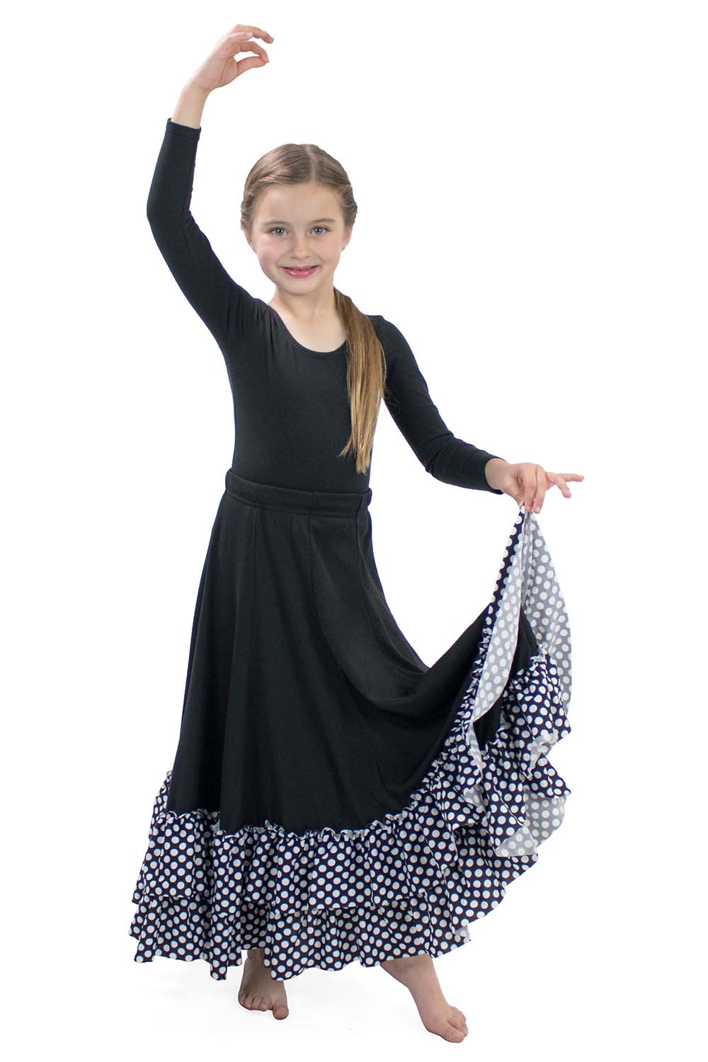 Girls' Polka Dot Ruffle 8 Panel Flamenco Skirt