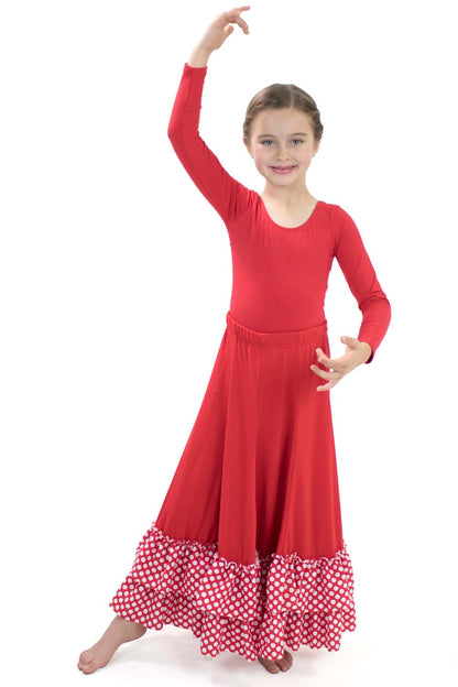 Girls' Polka Dot Ruffle 8 Panel Flamenco Skirt