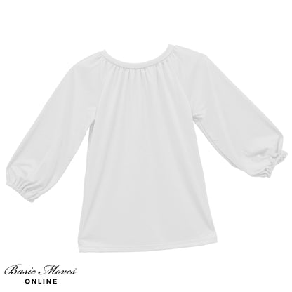 Woman Liturgical long sleeve tunic top in white by Basic Moves
