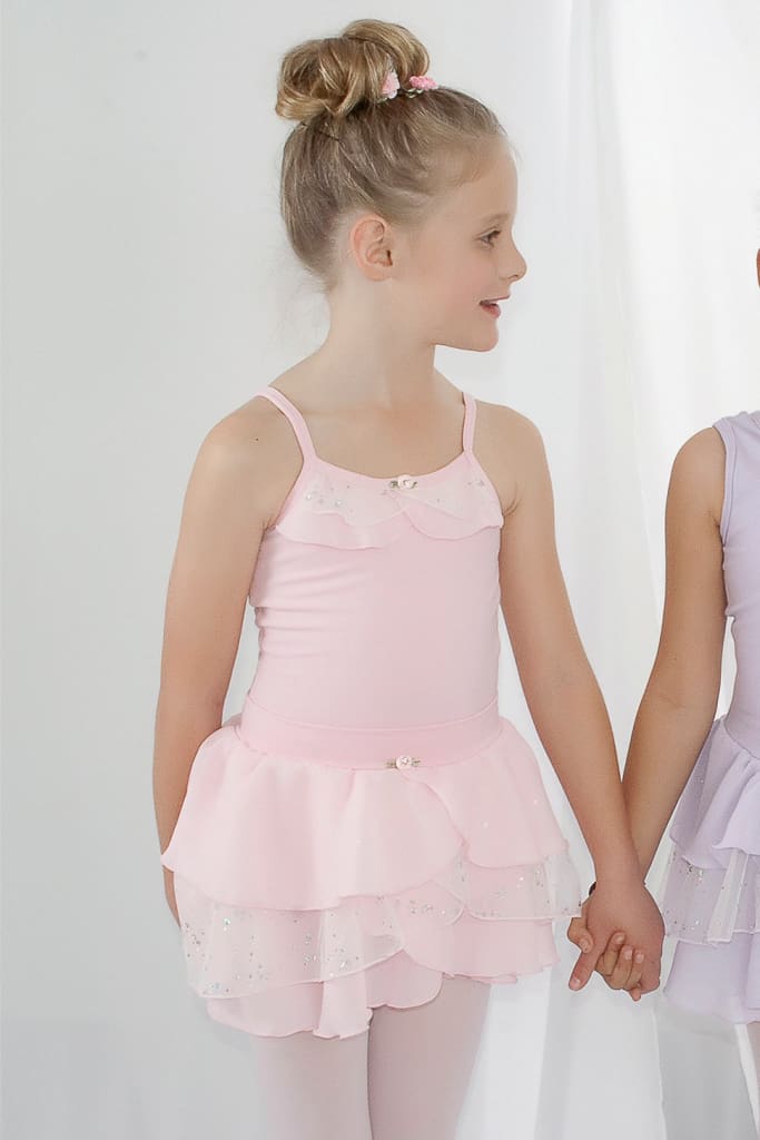 Girls Spaghetti Strap Leotard With Layered Ruffle Leotards