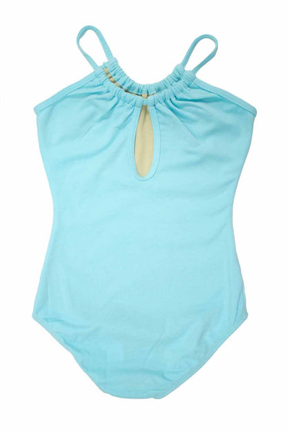 Girls' Drawstring Neckline Leotard Keyhole Back