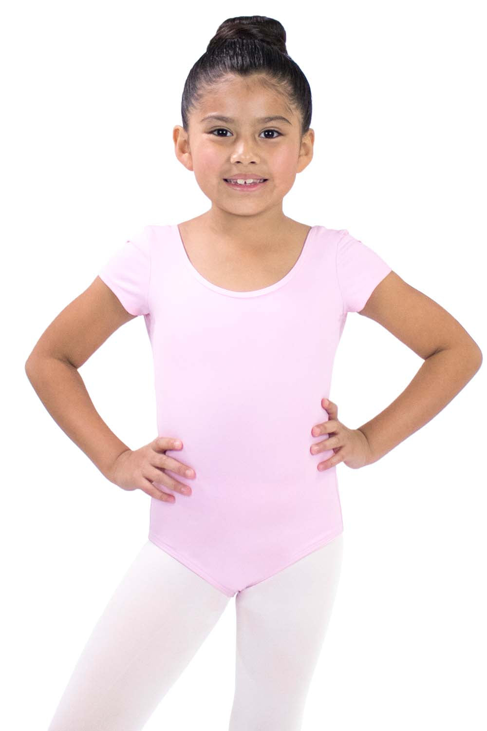 Girls' Microfiber Short Sleeve Mesh Back Leotard