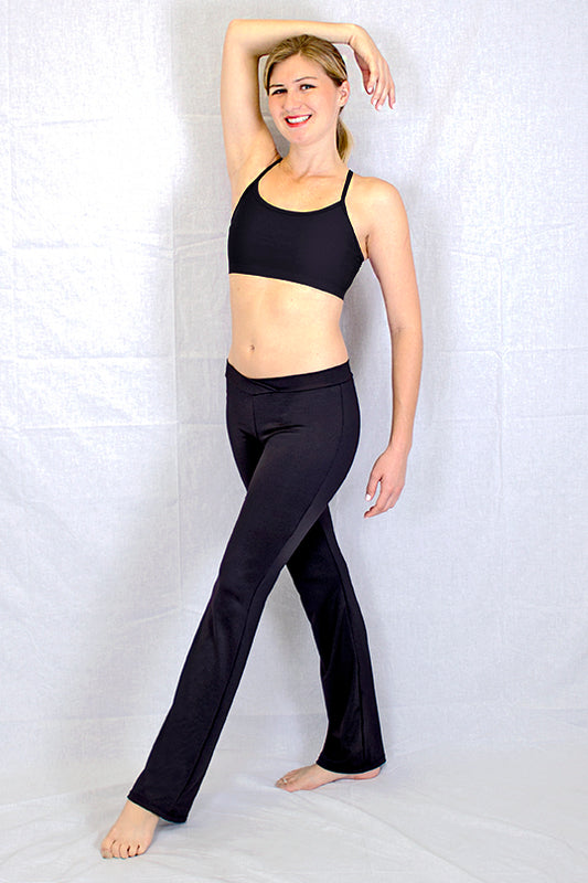 Woman Cotton Blend V-Front Jazz Pant in Black by Basic Moves