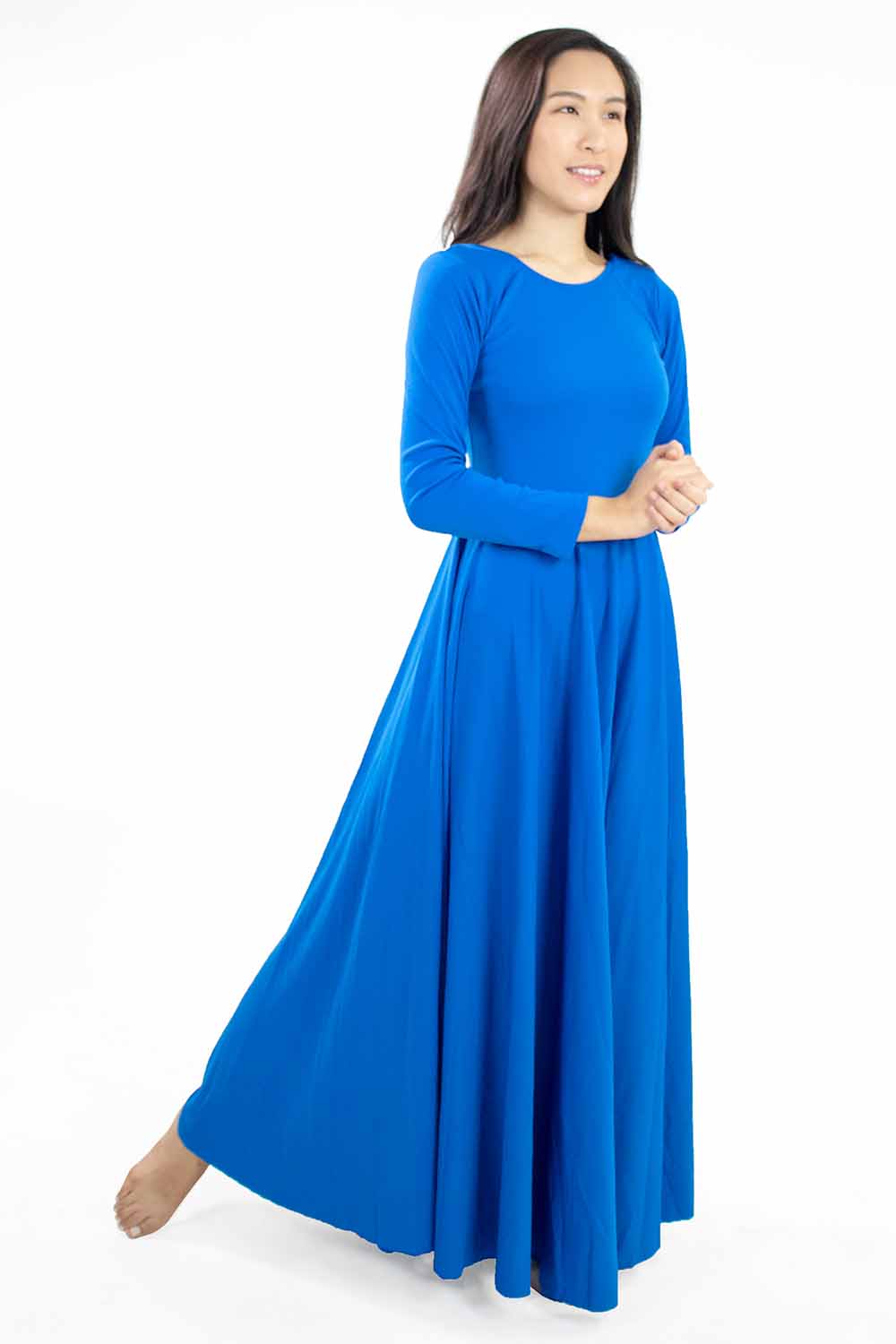 Adult Liturgical Long Sleeve Dress | Dancewear | Basic Moves Royal / L Adult Liturgical Long Sleeve Dress | Dancewear | Basic Moves Royal / L