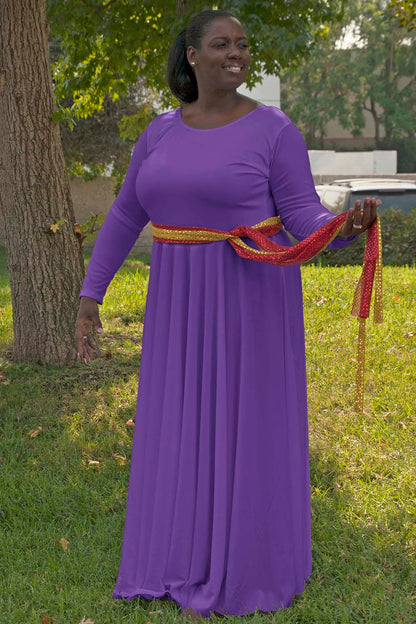 Plus Size Liturgical Long Sleeve Dress | Dancewear | Basic Moves Purple / 2X Plus Size Liturgical Long Sleeve Dress | Dancewear | Basic Moves Purple / 2X