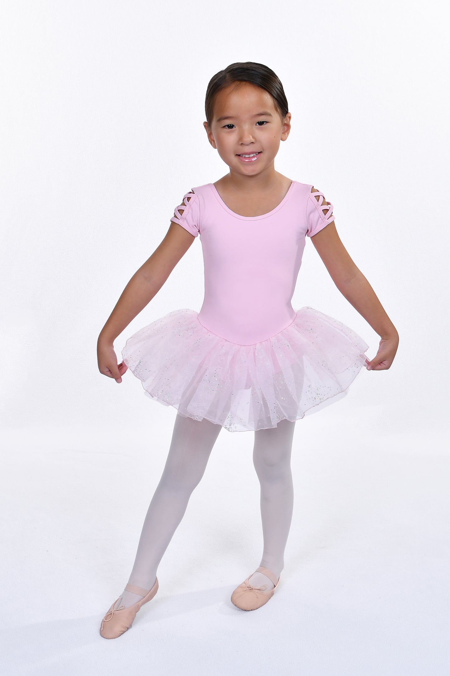 Girls' Caviar Dots Short Sleeve Tutu Dress Leotard