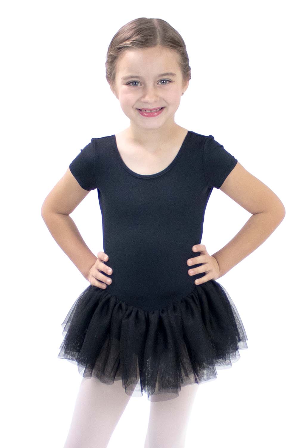 Girls' Microfiber Short Sleeve Criss-Cross Back TuTu Dress