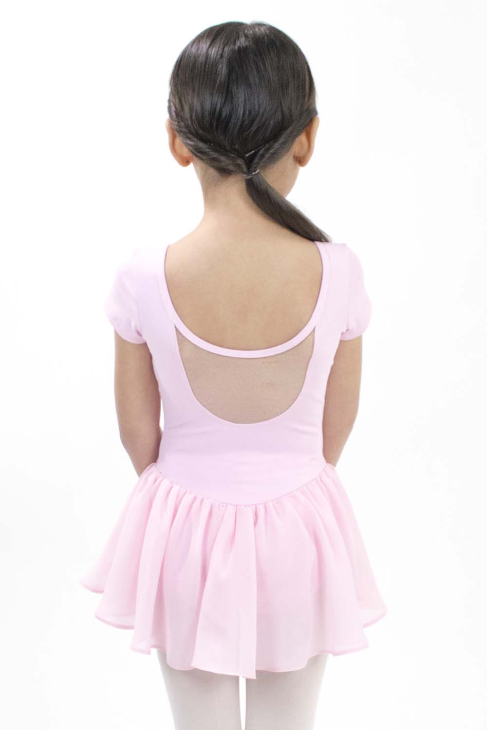 Girls' Microfiber Short Sleeve Scoop Mesh Back Dress