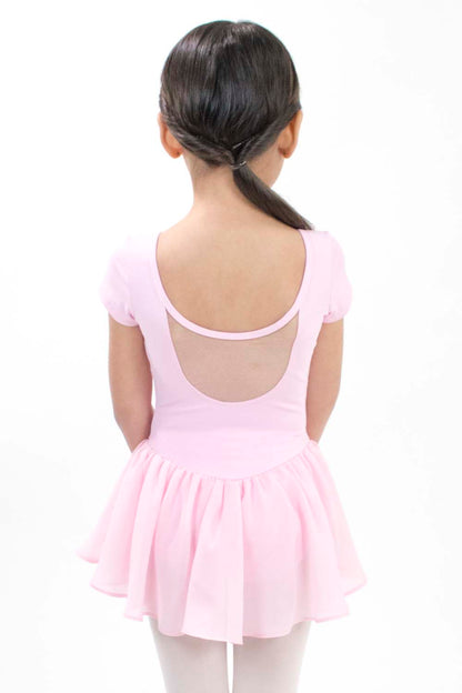 Girls' Microfiber Short Sleeve Scoop Mesh Back Dress