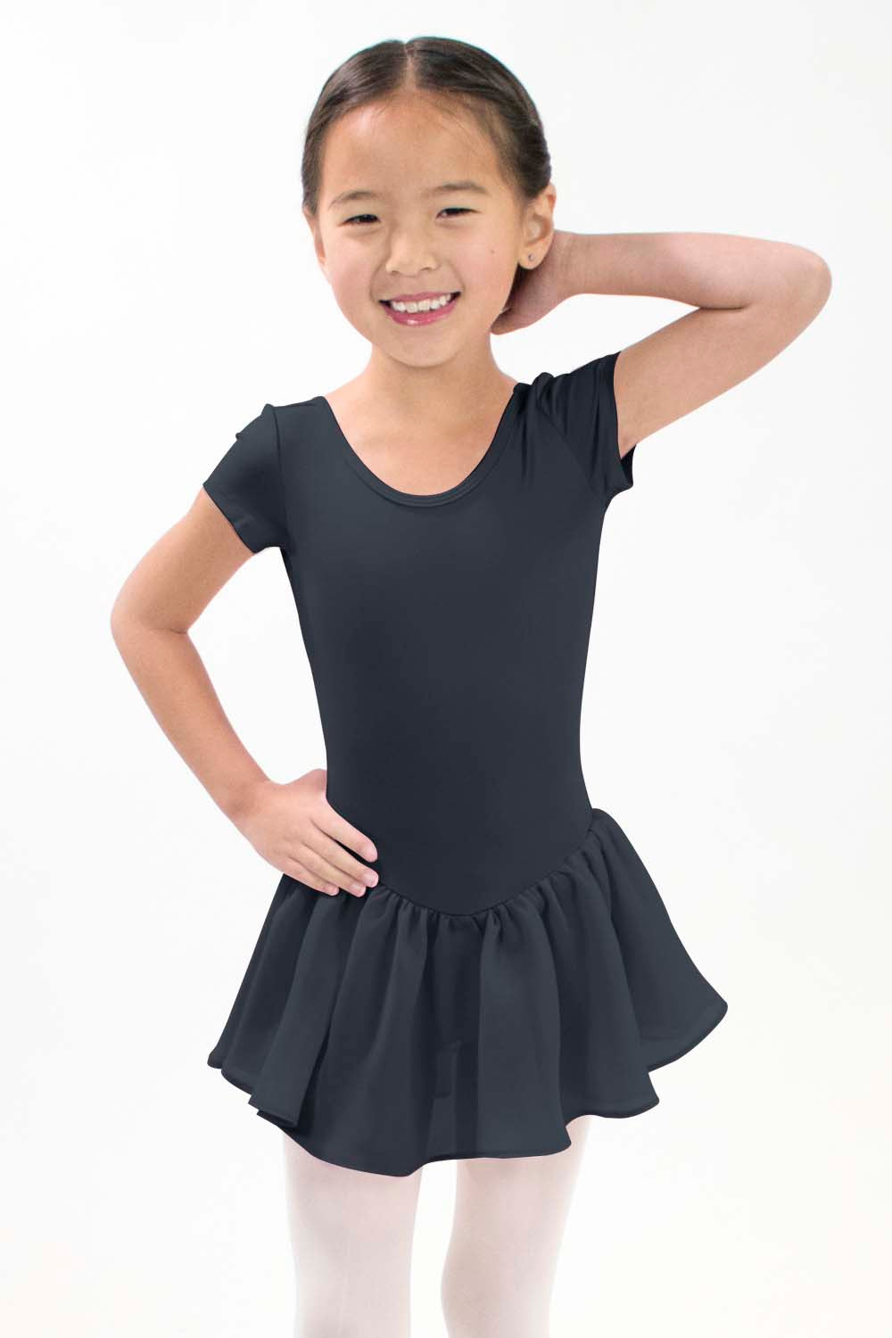 Girls' Microfiber Short Sleeve Scoop Mesh Back Dress