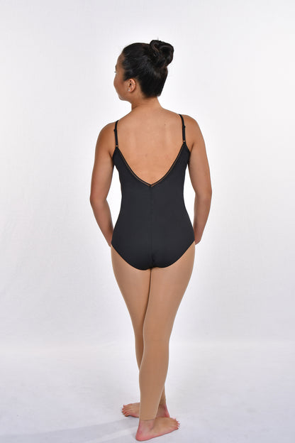 Adult Satin Trim Tank V Back Leotard