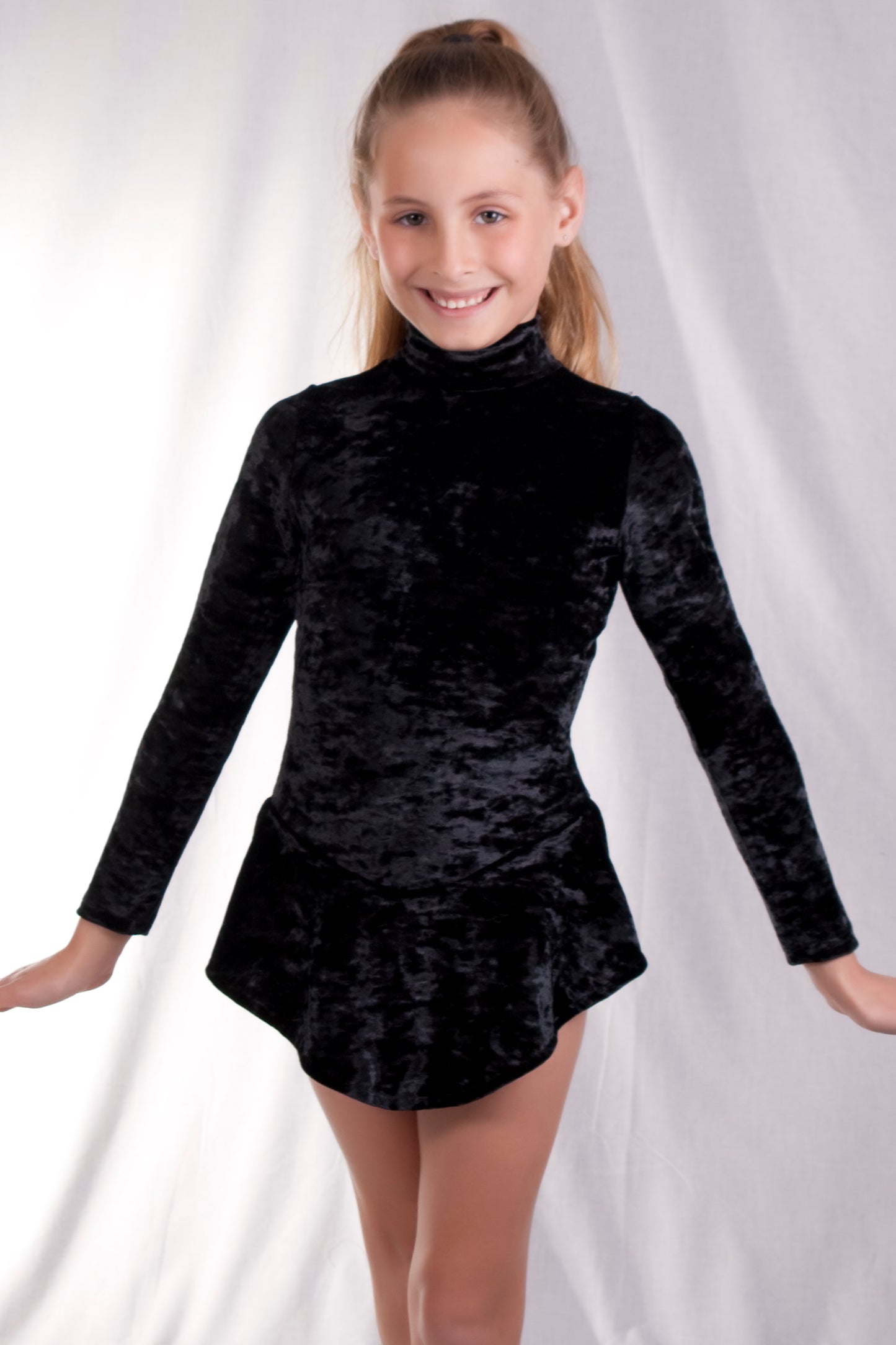 Girls' Crushed Velvet Mock Neck Zip-Up Skate Dress